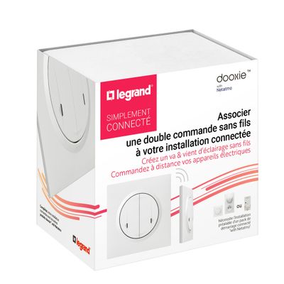 Commande double connectée sans fil + plaque Blanc - Dooxie with Netatmo LEGRAND