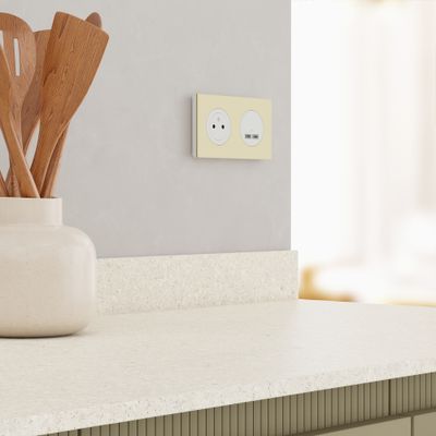 Plaque de finition 2 postes Odace 2025 Métal effet laiton / blanc - SCHNEIDER ELECTRIC