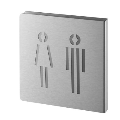 Plaque signalétique Wc homme femme120 x 120 mm inox brossé THIRARD