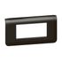 Plaque avec support 4 modules horizontale finition noire mat Mosaic LEGRAND