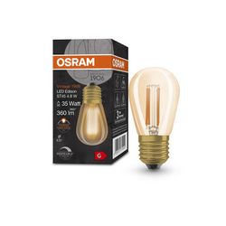Ampoule LED mini EDISON E27 Ambrée variable 4,8W=360 lumens Blanc chaud  OSRAM, 1590845, Ampoule, luminaire et eclairage