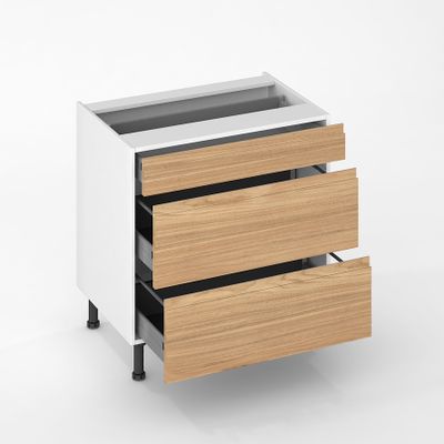 Façade tiroir effet bois avec poignée intégrée pour meuble de cuisine Nocce01 27,6 x 80 cm OFITRES