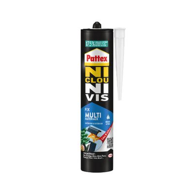 Mastic colle de fixation Ni Clou Ni Vis Multi Matériaux résiste à l'eau cartouche 450 g - PATTEX