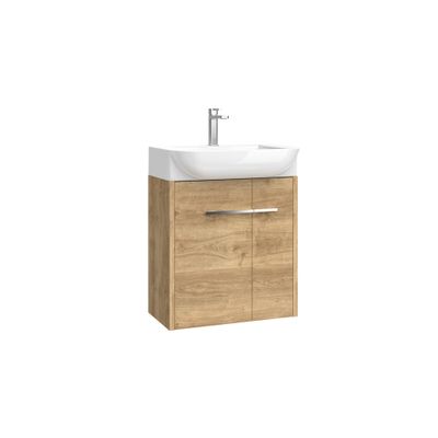 Meuble de salle de bains 2 portes L54 x H56 x P27 cm mélaminé chêne naturel Veneda