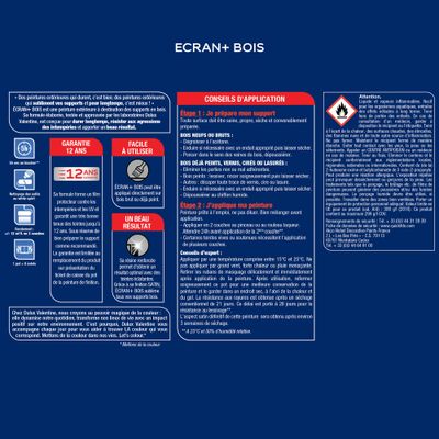 Peinture bois écran+ gris anthracite RAL 7016 satin 500 ml - DULUX VALENTINE