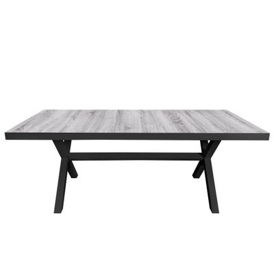 Table de jardin fixe HORTENSE céramique anthracite chassis + plateau 200 x 100 cm - PROLOISIRS