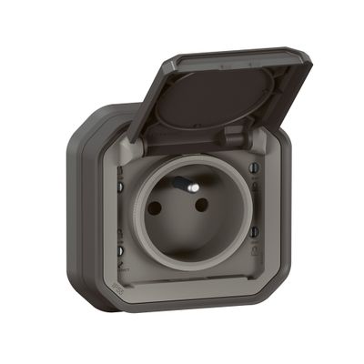 Prise électrique étanche IP55 encastrable 2 pôles + terre Anthracite - Plexo LEGRAND