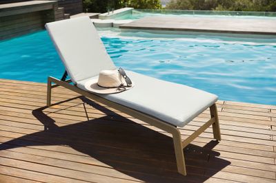 Bain de soleil aluminium imitation bois et coussin beige MONTANA - GIVEX