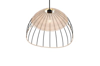 Suspension E27 Sandrine noir et rotin 28W - CASALUM