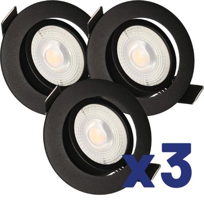Spots LED encastrables orientables module remplaçable lumière blanc neutre Noir par 3 - Ruby ARLUX