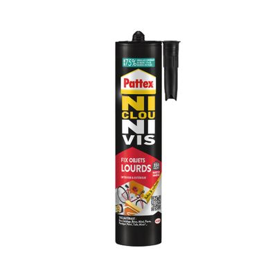 Mastic colle de fixation Ni Clou Ni Vis Tous matériaux objets lourds blanc cartouche 460 g - PATTEX