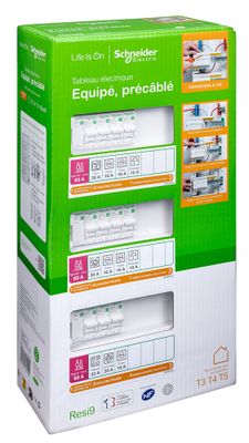 Tableau électrique pré-équipé Resi9 XP 3 rangées pour logement T3 à T5- SCHNEIDER ELECTRIC