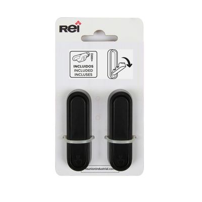 Crochets rabattables en métal noir mat 23 x 72 x 12 mm pour panneau acoustique mural par 2 REI