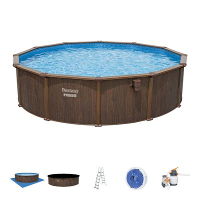 Piscine hors sol ronde tubulaire imitation bois Ø 550 cm hauteur 130 cm - BESTWAY