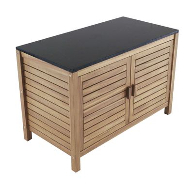 Meuble de jardin acacia avec plateau en granit noir FIDGI 2 - PROLOISIRS