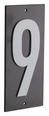 Plaque chiffre 9  à visser 56 x 130 mm fond noir THIRARD