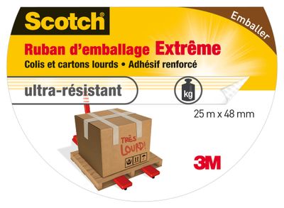 Ruban adhésif d'emballage transparent Extrême 25 m x 48 mm - 3M