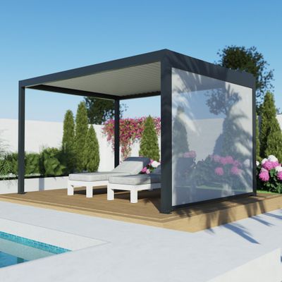 Store latéral zippé pour pergola autoportante SOFIA gris 3,08 m - ORIAL