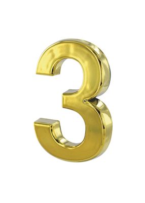 Chiffre 3 adhésif hauteur 50 mm ABS doré THIRARD