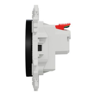 Prise affleurante 2 pôles + terre à bornes automatiques Odace 2025 noir - SCHNEIDER ELECTRIC