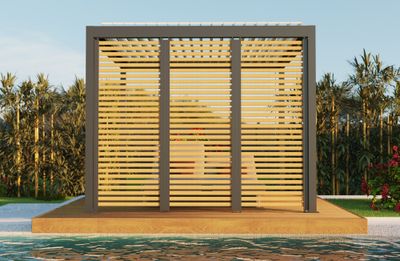 Parois ajourée pour pergola SOFIA aluminium gris imitation bois 0,96 m - ORIAL