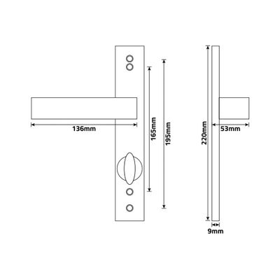 Poignées de porte double entraxe Celio noir mat à condamnation ALPERTEC
