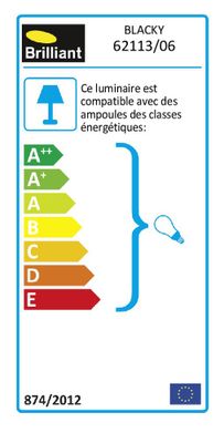 Réglette 2 spots intérieure E14 2x40W BLACKY BRILLIANT