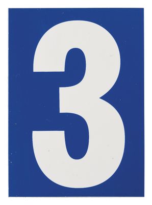 Plaque chiffre 3 adhésive 65 x 90 mm fond bleu THIRARD