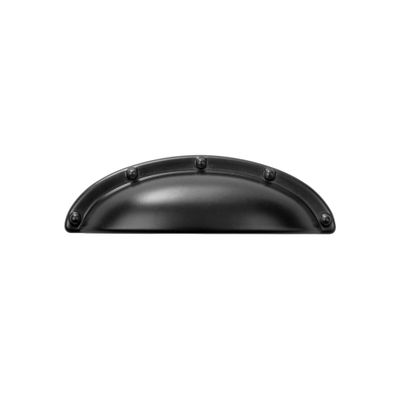 Poignée de meuble coquille noir mat entraxe 64 mm REI