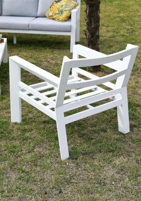 Salon de jardin détente SAKURA 7 personnes en aluminium blanc et gris