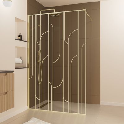 Paroi de douche à l'italienne 120x195 cm profilé noir verre transparent 6 mm Art Deco - AURLANE