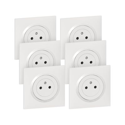 Prises électriques 2 pôles + terre surface 16 A avec plaque finition blanche par 6 Dooxie LEGRAND