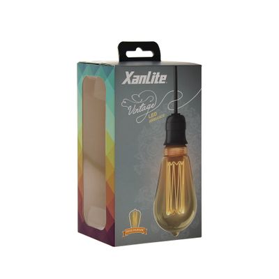 Ampoule LED ST64 Hologramme Edison verre ambré 4 W = 200 Lumens blanc chaud XANLITE