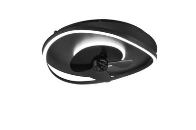 Ventilateur de plafond Design avec lumière LED + télécommande Noir Ø50cm - Sortland REALITY
