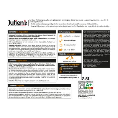 Peinture acrylique anti-marque blanc velours 2,5 L - JULIEN