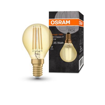 Ampoule LED ambrée E14 vintage 1906 à filament 4 W=410 lumens blanc chaud OSRAM