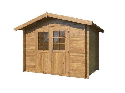 Abri de jardin en bois traité autoclave marron Valentine - 7,7 m² hors-tout - Livraison à domicile incluse - PALMAKO