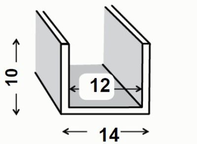 Profilé U PVC blanc 10 x 14 x 10 x 1 mm intérieur 12 mm 2,60 m CQFD