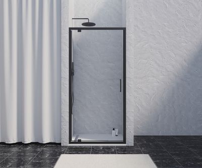 Porte de douche pivotante 100x200 cm profilé noir verre transparent 8 mm Signature - OCEA