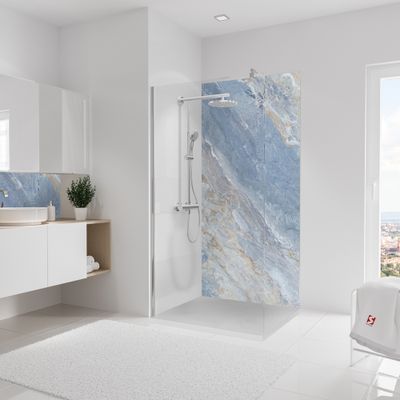 Panneau mural de douche 100x210 cm marbre bleu DécoDesign Softtouch - SCHULTE