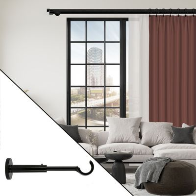 Support ouvert extensible en métal de 180  à 250 mm diam 28 mm Finition Noir brillant - MOBOIS