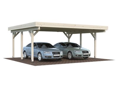 Carport toit plat en bois Palmako Karl - 2 voitures - 30,7 m², Livraison à domicile incluse - PALMAKO