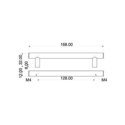 Poignée de meuble cylindrique inox laiton entraxe 128 mm REI