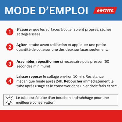 Colle de réparation 60 secondes Universal gel tube 20 g - LOCTITE