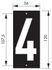 Plaque chiffre 4 à visser 56 x 130 mm  fond noir THIRARD