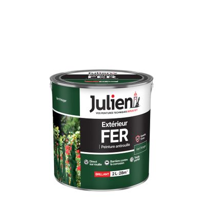 Peinture fer antirouille vert potager brillant 2 L - JULIEN
