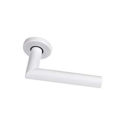 Poignées de porte sur rosaces rondes sans trou Edison blanc mat ALPERTEC