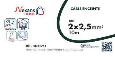 Câble enceinte hifi 2 x 2,5 mm² 10 m transparent - NEXANS