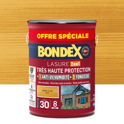 Lasure très haute protection 8 ans chêne clair format spécial 6 L - BONDEX