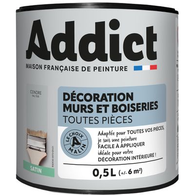 Peinture décoration Murs et Boiseries SATIN 0,5 L cendre - ADDICT